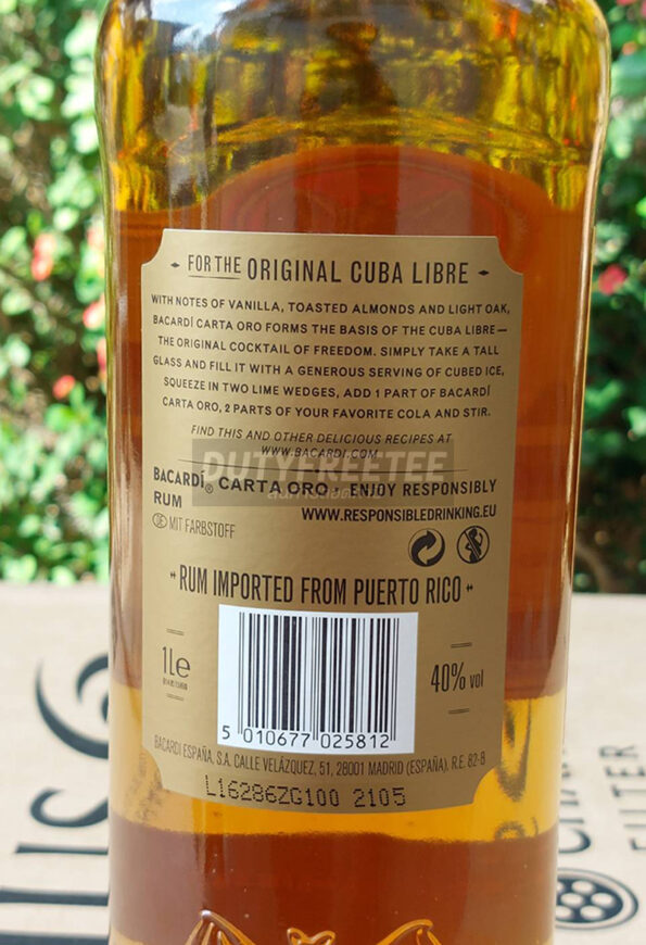 Bacardi Gold Rum 1Liter - Image 3